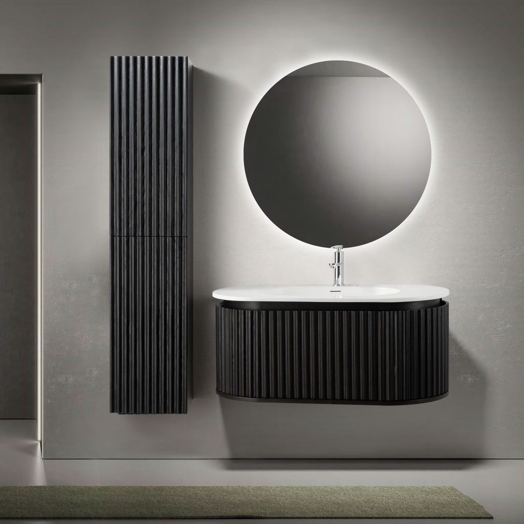 BEGONIA HIGH CABINET - 2 DOORS - HANDLELESS - SOFT CLOSE - REVERSIBLE - 35X160X35 CM - BLACK