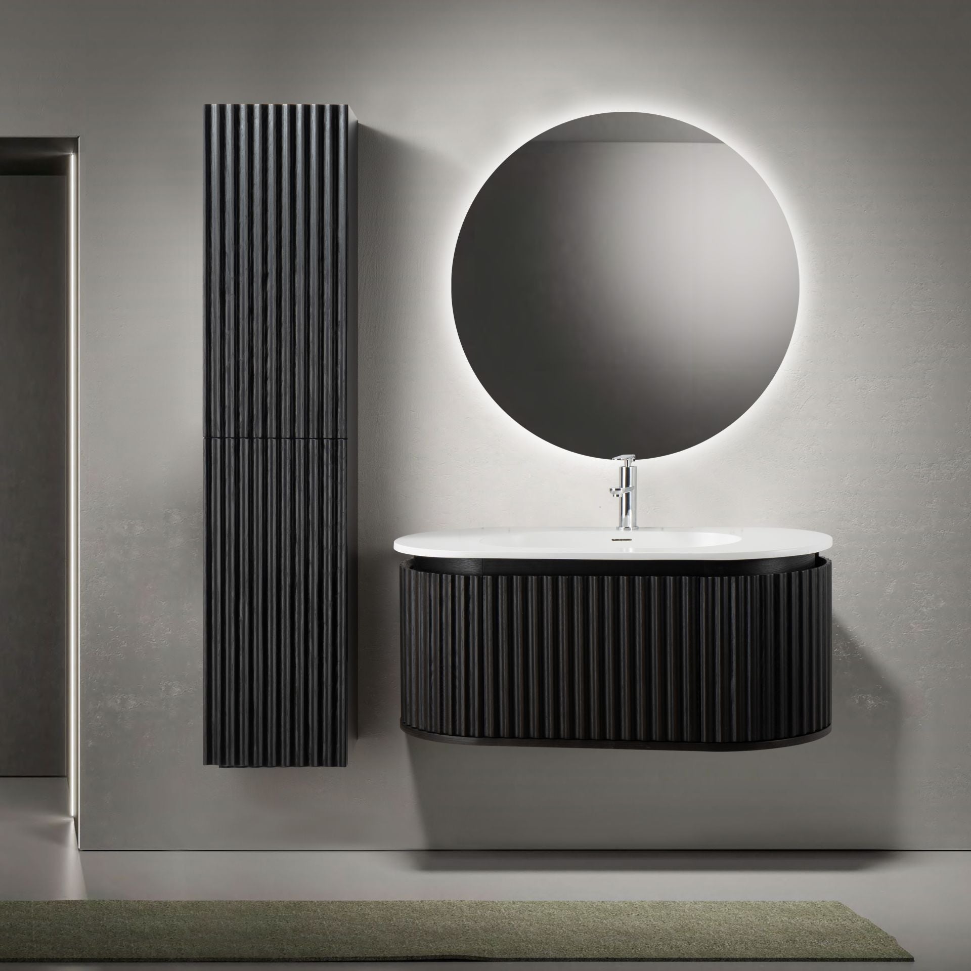 BEGONIA HIGH CABINET - 2 DOORS - HANDLELESS - SOFT CLOSE - REVERSIBLE - 35X160X35 CM - BLACK