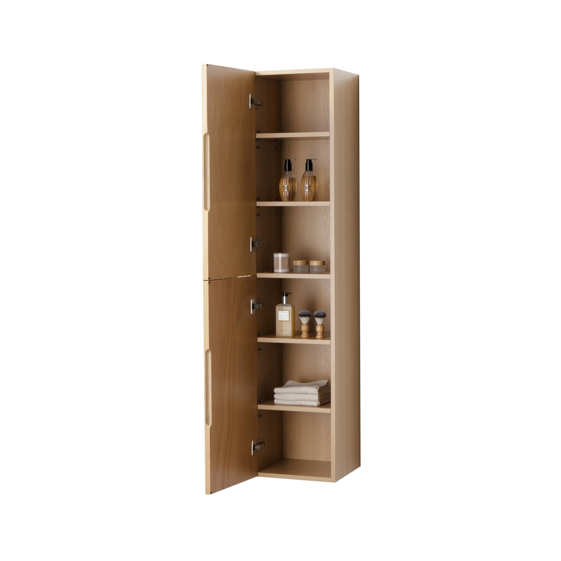 BEGONIA HIGH CABINET - 2 DOORS - HANDLELESS - SOFT CLOSE - REVERSIBLE - 35X160X35 CM - NATURAL OAK