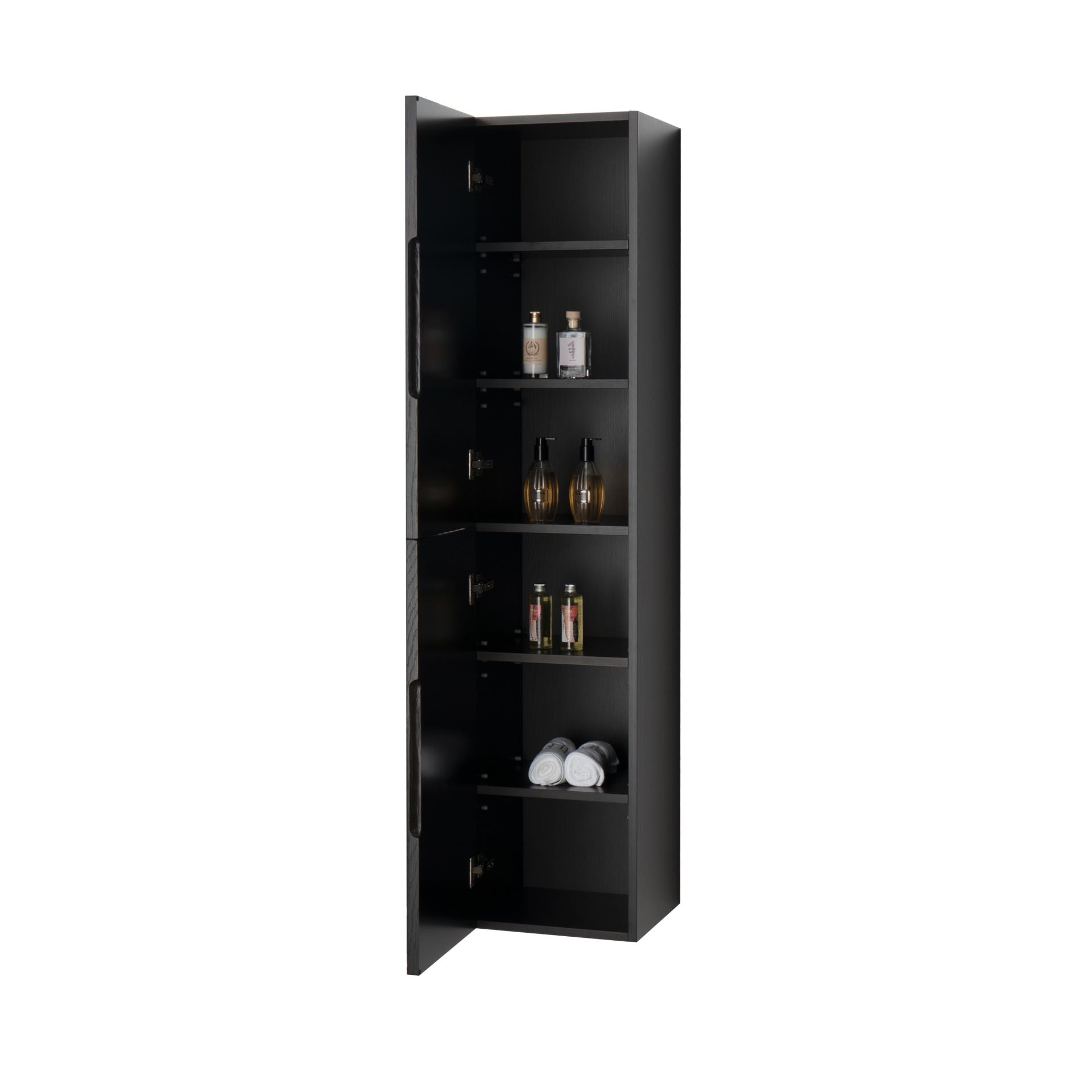 BEGONIA HIGH CABINET - 2 DOORS - HANDLELESS - SOFT CLOSE - REVERSIBLE - 35X160X35 CM - BLACK