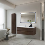 LAYDA VANITY UNIT - 4 DRAWERS - HANDLELESS - SOFT CLOSE – 119X49X52 CM - DARK WALNUT