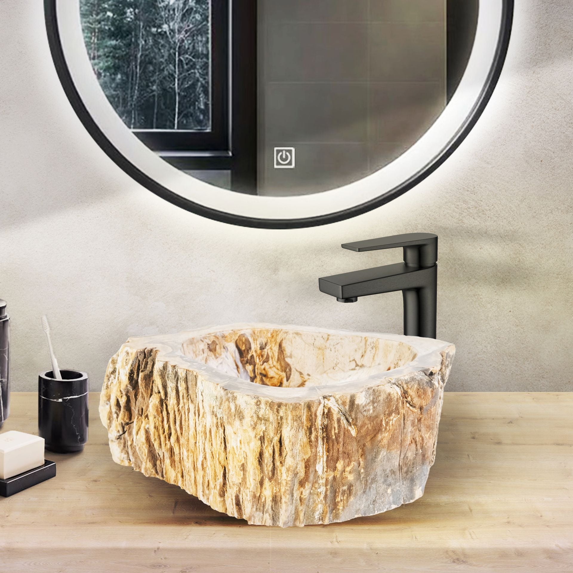 NATURAL FOSSIL WOOD BASIN