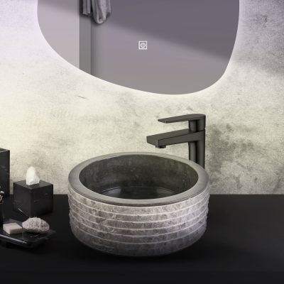 MARBLE ALUR WASHBOWL WITH POLISHED INTERIOR - BLACK