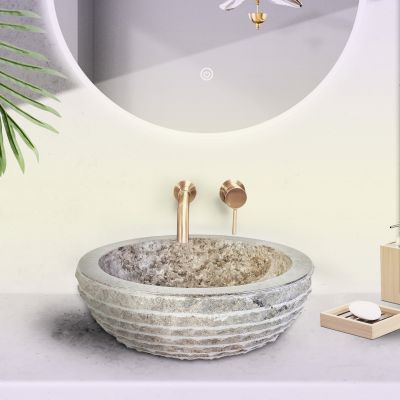 MARBLEEN ALUR WASHBOWL WITH POLISHED INTERIOR - GREY 35X15CM