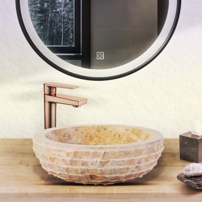MARBLE ALUR WASHBOWL WITH POLISHED INTERIOR - SUNSET 35X15CM